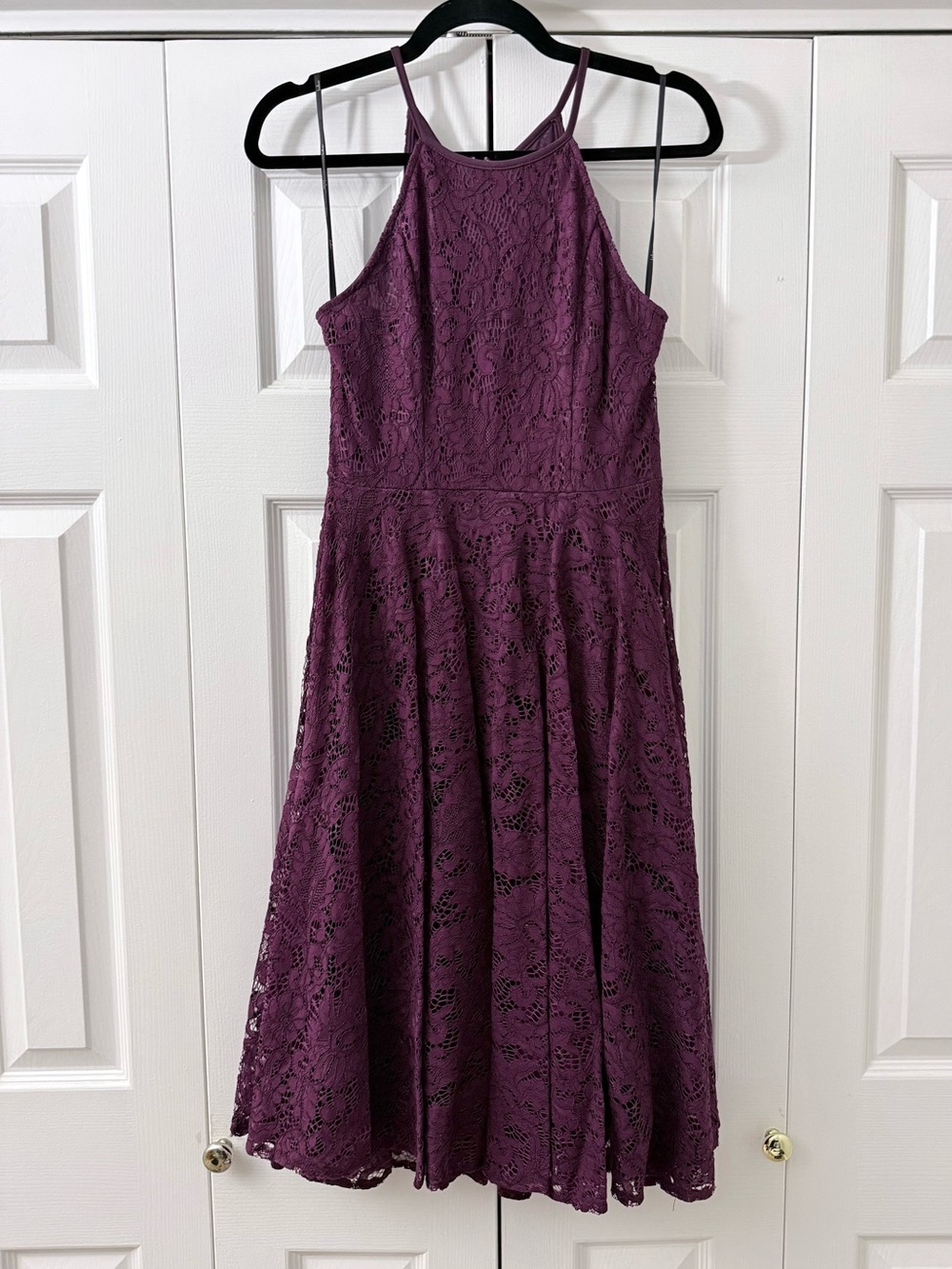 Lulu’s Endlessly Infatuated Plum Purple Lace Midi Dress